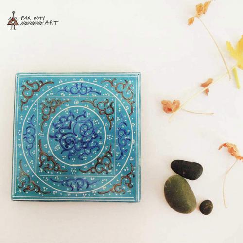 Persian Turquoise Hand-Painted ceramic tiles hand painted decoratice ceramic farwayart