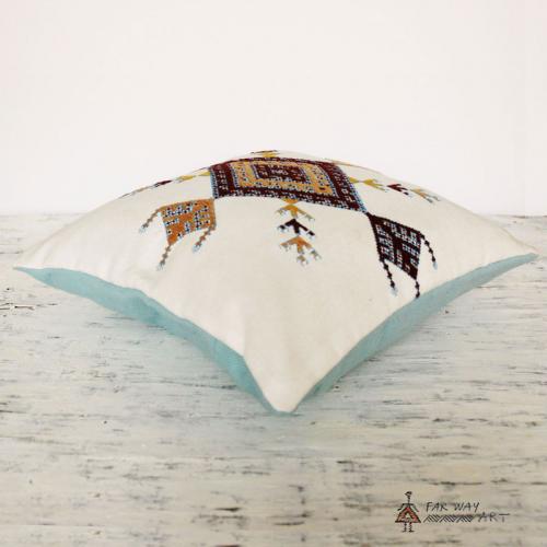 Minimal Tribal Hand Embroidered Pillow handmade pillow2 farwayart