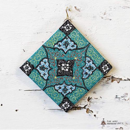 Handmade Mandala Wall Hanging Tiles mandala wall tile5 farwayaty