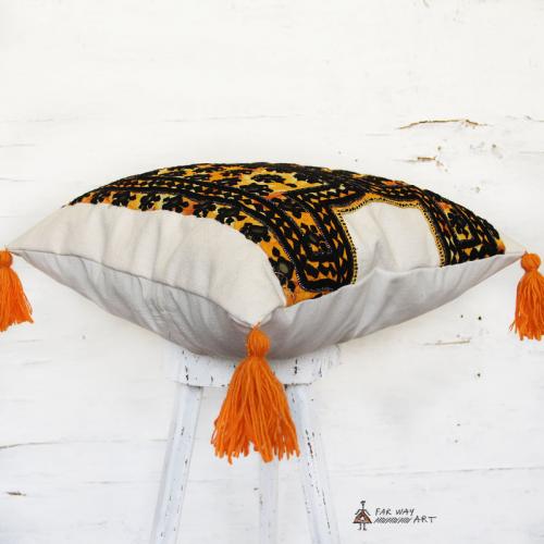 Orange Ethnic Hand Embroidered Pillow orange ethnic hand embroidered pillow2 farwayart