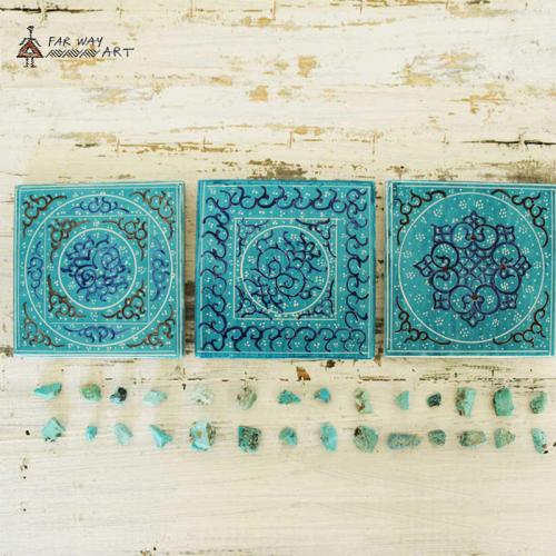 Persian Turquoise Hand-Painted ceramic tiles